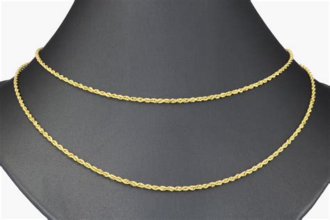14k Oro Amarillo 15mm Diamante Corte Fino Cuerda Cadena Colgante