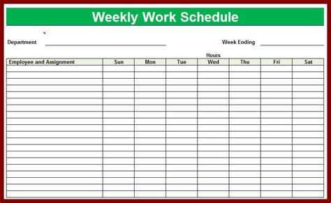 Free Weekly Employee Work Schedule Template Excel Sparklopers