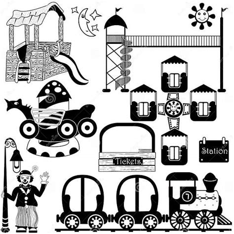Kids Amusement Park Set Stock Vector Illustration Of Carnival 37516847