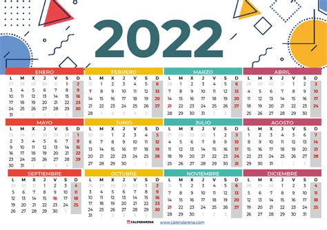Calendario 2023 Con D 237 As Festivos En 2022 Almanaques Para Imprimir