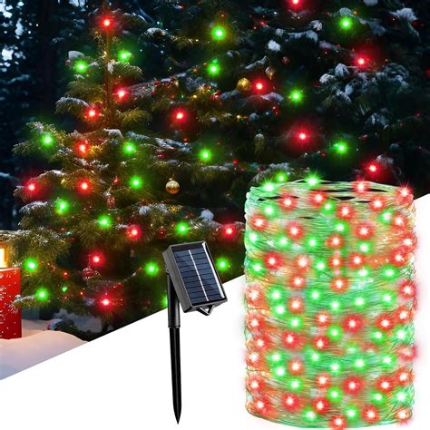 Baquler Christmas Solar String Lights Outdoor 98ft 8 Modes Red And
