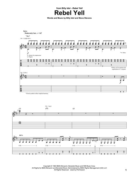 Rebel Yell By Billy Idol Guitar Tab Guitar Instructor