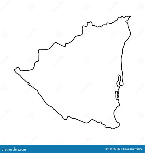 El Mapa De Nicaragua Del Contorno Negro Curva En El Fondo Blanco Del
