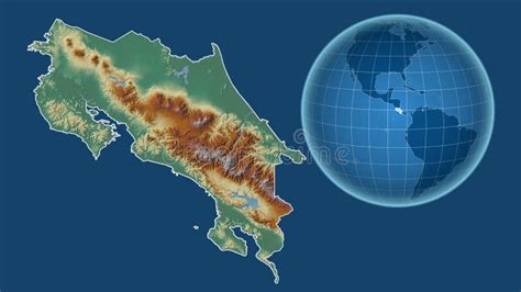 Costa Rica Relief Country And Globe Isolated Stock Illustration