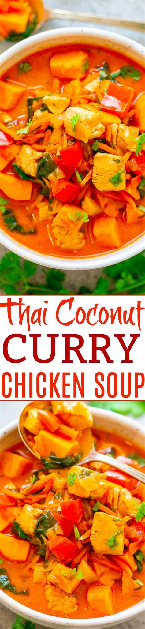 It is light yet creamy, sweet yet tangy, bright and salty tart, and bursting with layer upon layer of fantastic flavor. Thai Coconut Curry Chicken Soup - EASY, ready in 30 ...