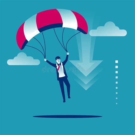 A Businessman On A Parachute Makes A Jump Vector Illustration Flat