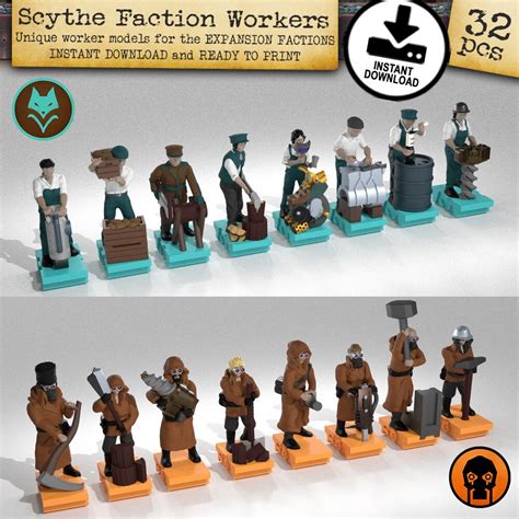 Scythe Expansion Factions Workers 32pc Stl Digital Download Rise Of