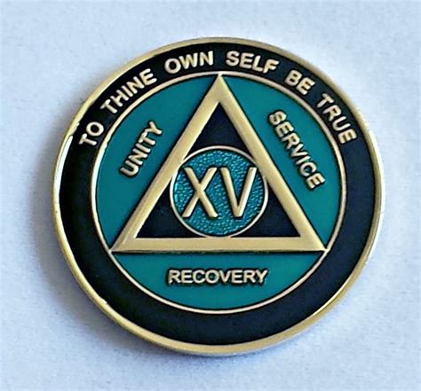 Teal And Black Aa Sobriety Medallion My 12 Step Store