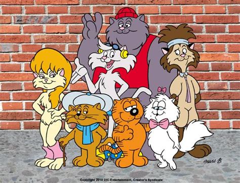 Cartoon Characters Standing In Front Of A Brick Wall