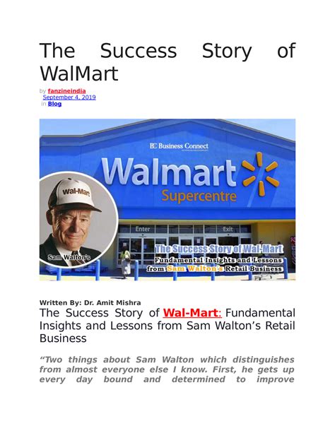 The Success Story Of Wal Mart The Success Story Of WalMart By