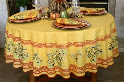 Petite Olive Rust Acrylic Coated French Provence Tablecloth French