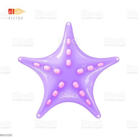 Purple Starfish Cartoon Cute Funny Sea Animal Vector Illustration