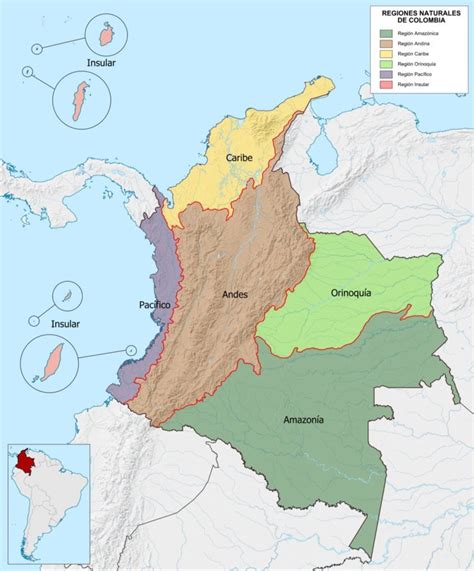 Las Regiones Naturales De Colombia Mapa Para Descargar