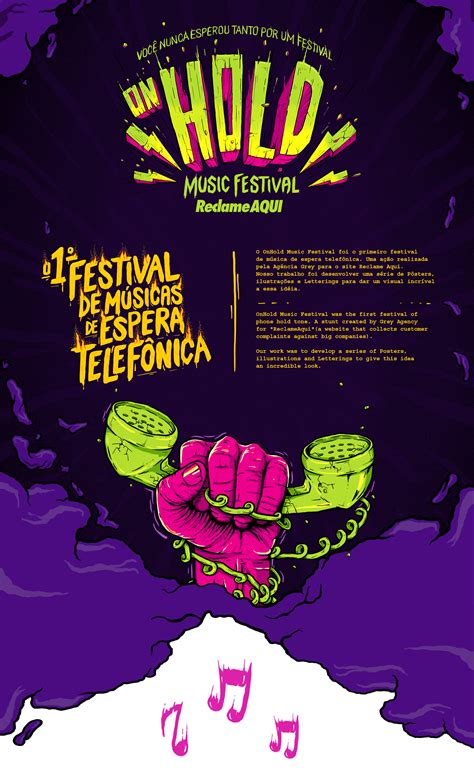 A Poster With The Words Hold Festival In Purple And Green Colors On A