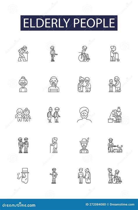 Elderly People Line Vector Icons And Signs People Aged Seniors Older Adults Retirees