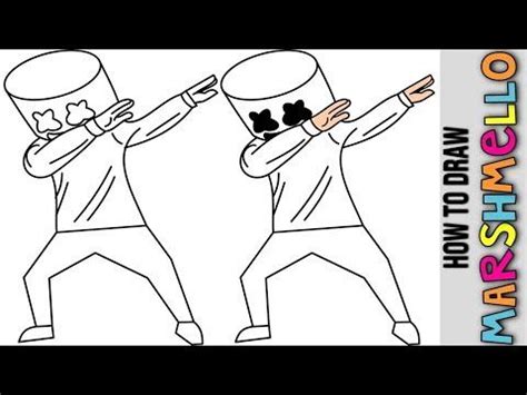 Marshmello Dabbing From Fortnite How To Draw Marshmello Dabbing Step By Step Easy Drawings