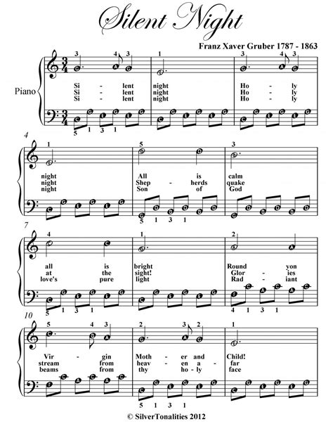 Silent night by traditional david foster hal leonard prima music. Silent Night Easy Piano Sheet Music PDF