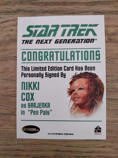 Nikki Cox Signed Star Trek The Next Generation Trading Card Sarjenka