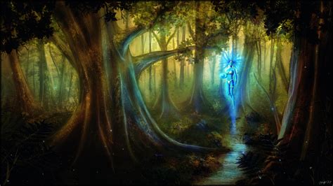 Images Magic Fantasy Forests Supernatural Beings Trees 2560x1440
