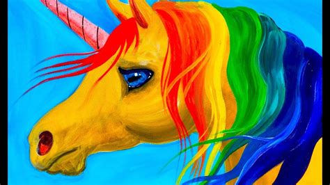 Easy Learn To Paint Rainbow Unicorn Acrylic Tutorial Beginners And Kids