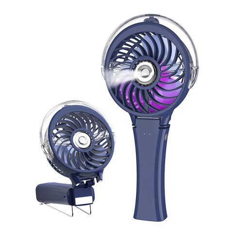 Handfan Portable Misting Fan With Color Flash Light Mini Folding Handheld Electric Personal