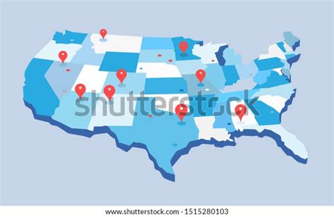 Pin Map Of The United State Of America Vector Illustration