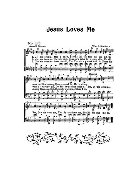 Jesus Loves Me Hymn Digital Sheet Music Home Decor Etsy Digital