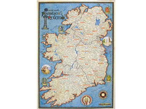 Beautiful Irish Map Showing Ancestral Homeland Of Thousands Of Irish