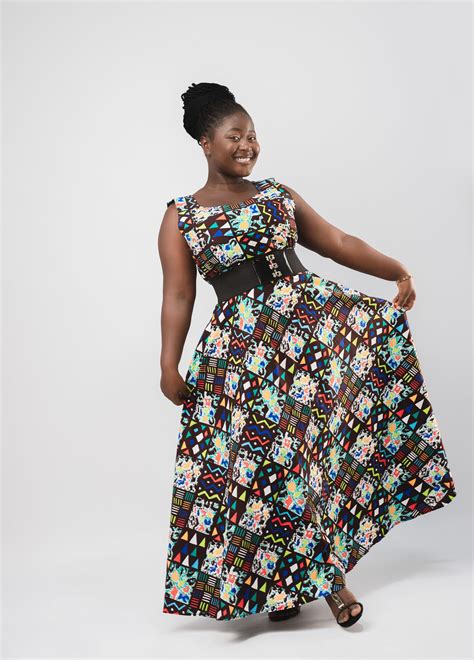Mchumba Multi Pattern Ankara Dress African Clothing Store Jt Aphrique