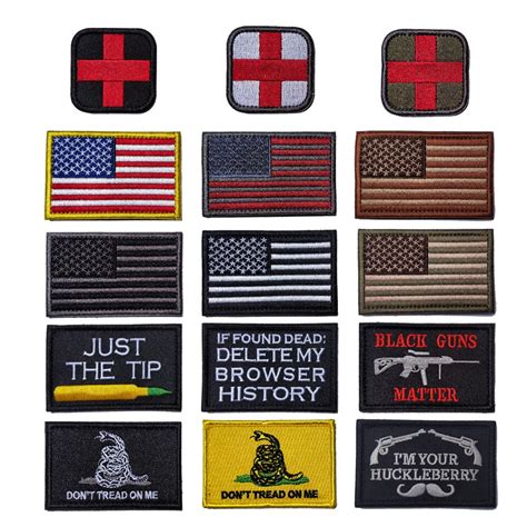 Bundle 15 Pieces Tactical Military Morale Velcro Patch Set Usa Flag