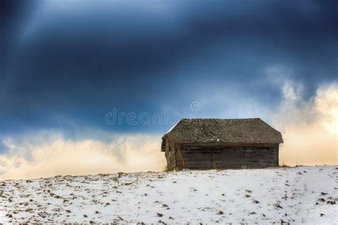Old Wooden Barn In The Countryside In The Winter Stock Image Image