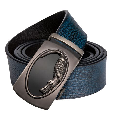 Brand Designer Fashion Automatic Buckle Blue Belts For Men High Quality