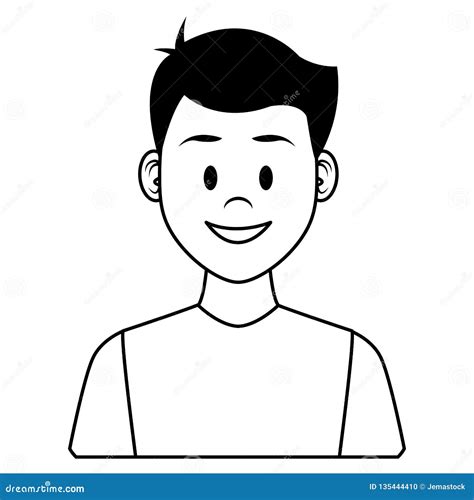 Man Profile Cartoon In Black And White Stock Vector Illustration Of