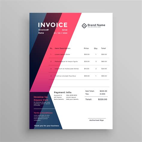 Modern Invoice Template For Your Business Download Free Vector Art