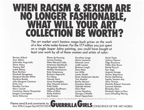 Guerrilla Girls When Racism And Sexism Are No Longer Fashionable How