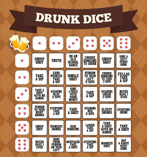 8 Best Adult Board Games Printable Printableecom Drunk Dice Party