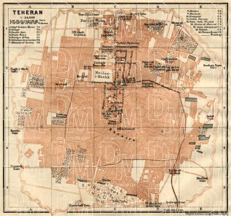 Old Map Of Tehran In 1914 Buy Vintage Map Replica Poster Print Or