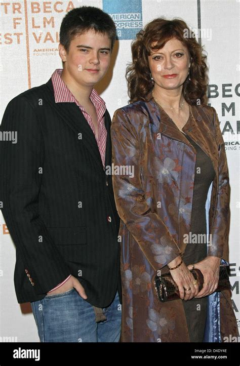 Actress Susan Sarandon And Son Miles Arrive At The Premiere Of Speed