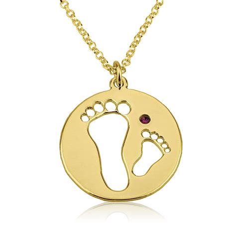 Name Necklace W Footprints And Birthstone Persjewel