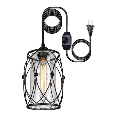 Hmvpl Swag Plug In Pendant Light With 164 Ft Hanging Cord And Onoff