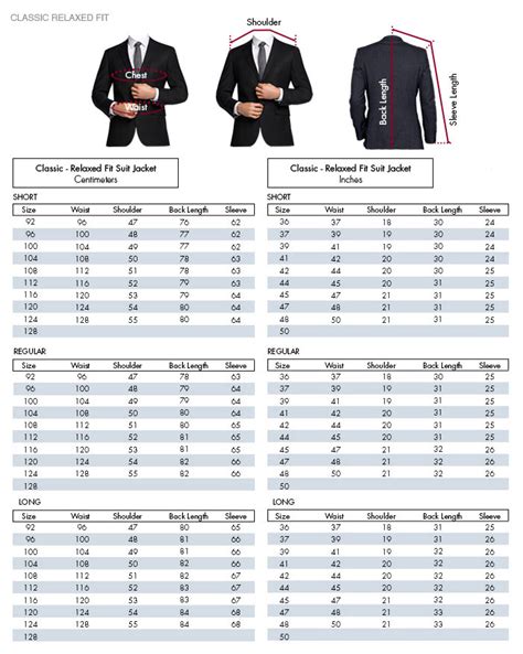 Mens Suit Jacket Sizing Chart