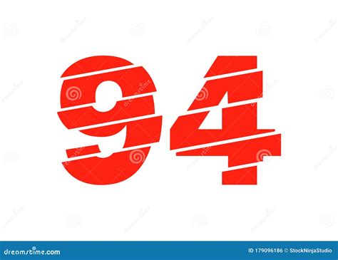 Modern Red 94 Number Design Vector Illustration Numeral Vector Trendy