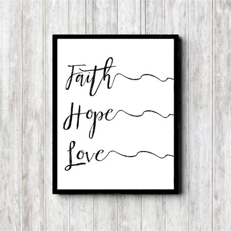 Faith Hope Love Printable Wall Art Minimalist Decpr Etsy
