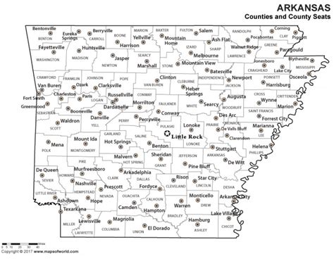 Buy Black And White Arkansas County Map With Seats
