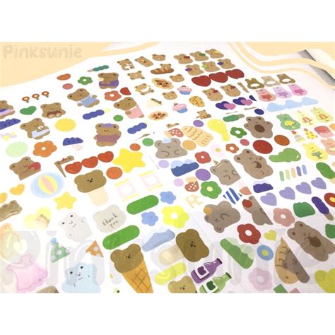Jual Sticker Bear Rabbit Aesthetic Sticker Sheet Journal Deco
