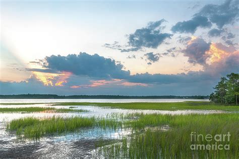 Salt Marsh Heavenly Light Charleston South Carolina Photograph By