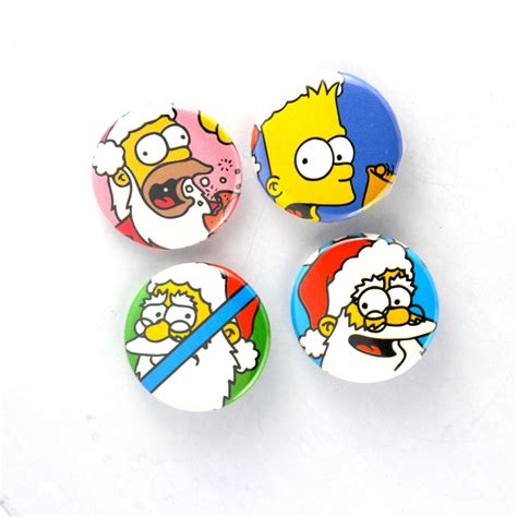 Simpsons Christmas Pins One Of A Kind Comic Book Button Set By