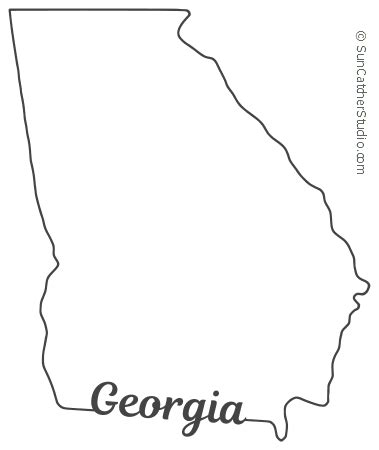 Georgia - Map Outline, Printable State, Shape, Stencil, Pattern | Georgia map, Georgia tattoo ...