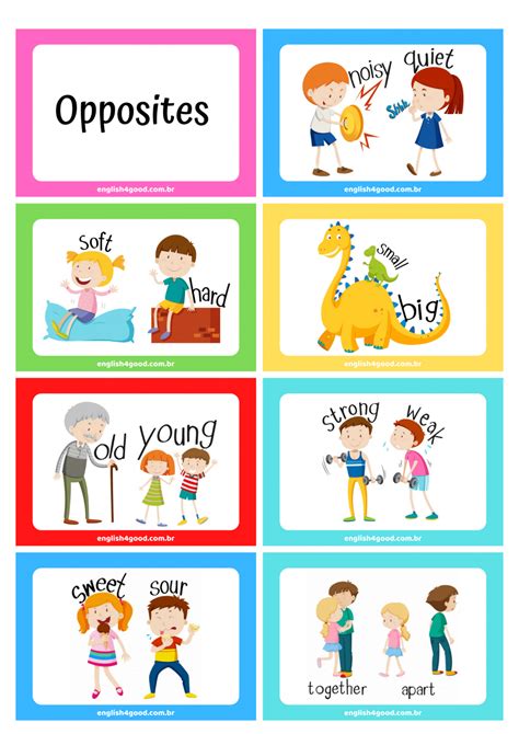 Opposites Flashcards English4good Vocabulary Practice Opposites