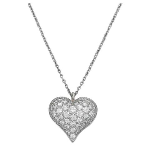 Tiffany And Co Pavé Diamond Platinum Heart Pendant Necklace At 1stdibs